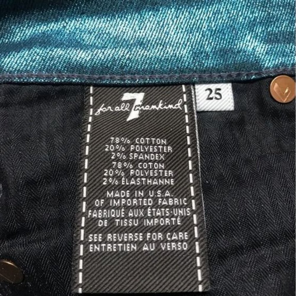 7 For All Mankind metallic satin jeans in size 25 - Picture 7 of 16